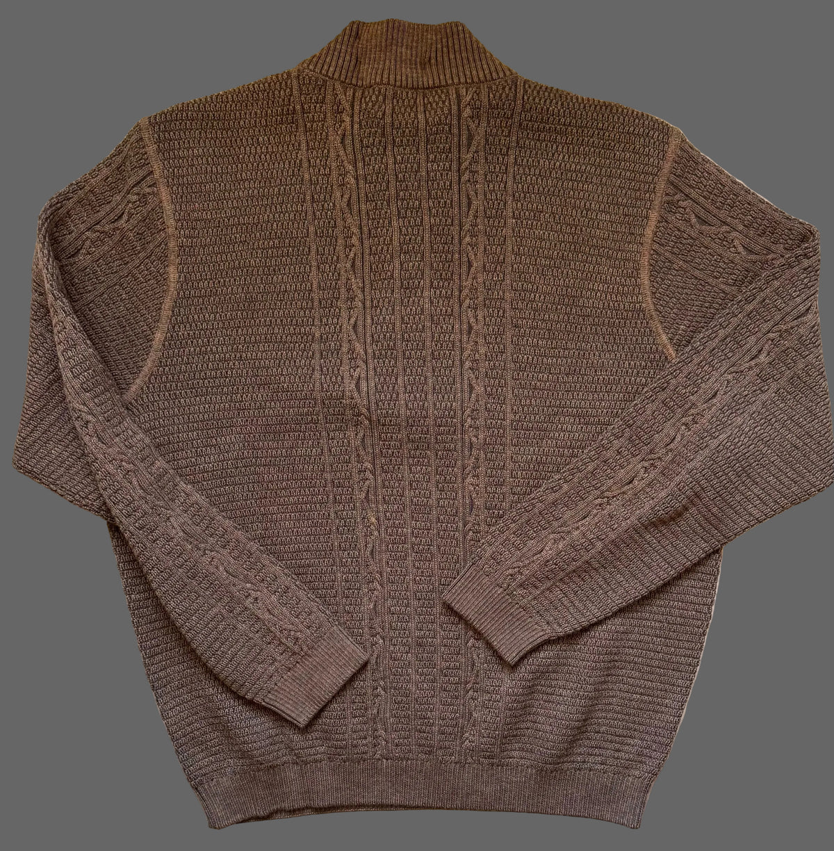 FISHERMAN KNIT ZIP MOCK BACK SWEATER 