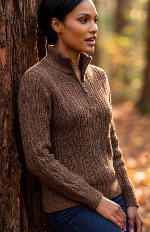 FISHERMAN KNIT SWEATER IN AUTUMN COLOR