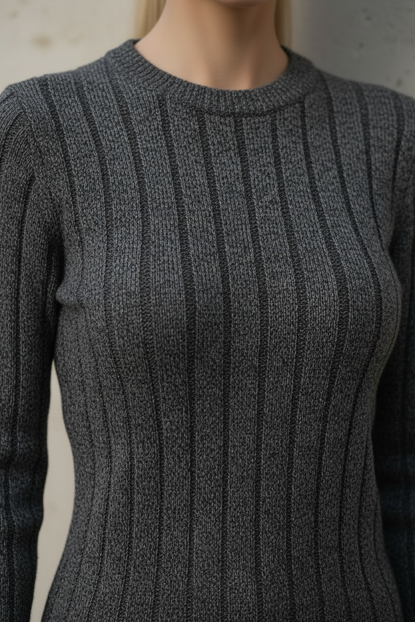 CASHMERE MERINO TEXTURED SWEATER IN COLOR CHAR 