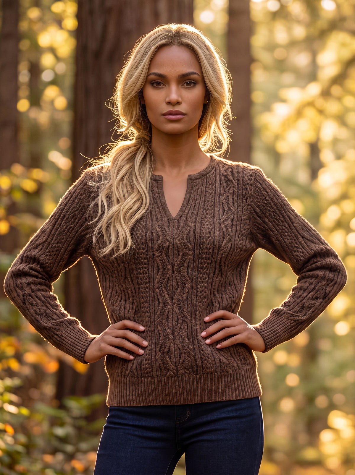 FISHERMAN KNIT OPEN CREW SWEATER 